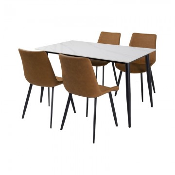 Greg Sintered Stone Dining Table and Nordic Dining Chairs (Table + 4 Chairs) -Available in 2 colors